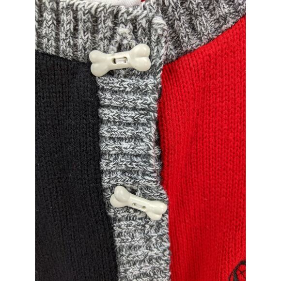 Vtg 90s Miniwaves Scotty Dog Cardigan Sweater Boys 4T/5T Red Gray Pockets Retro - Picture 7 of 10
